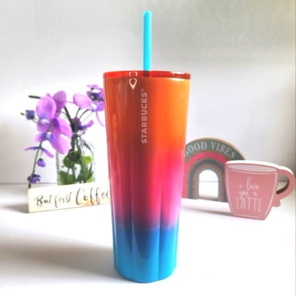 NEW Starbucks Sunset 24 oz Ombre Tumbler with Straw - Picture 1 of 6